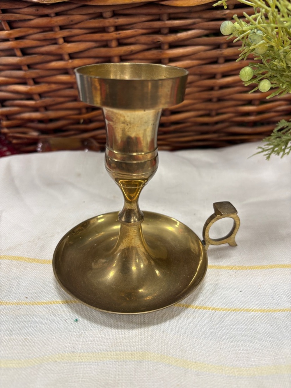 Vintage Brass Chamberstick Candle Holder